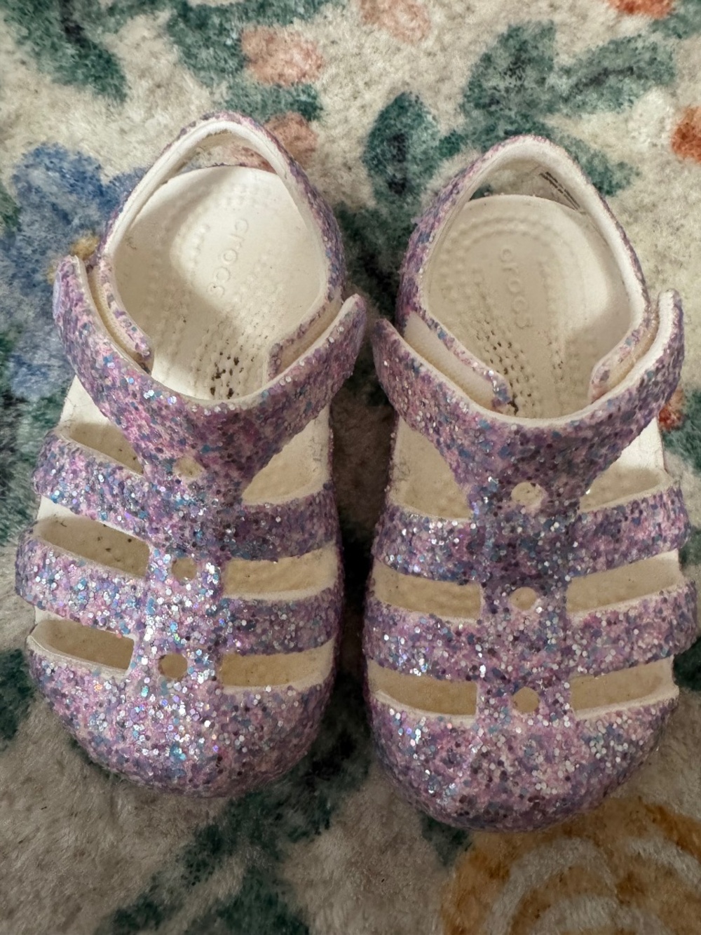 Toddler girl glitter crocs